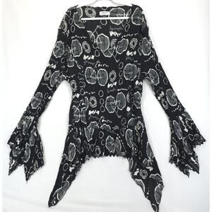Dress U II By Sharon Top Women 3X Black White Abstract Long Sleeve Fairy Witchy